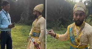 शिवरायांच्या वेशात तरुणाला हिंदी रक्षकाने हटकलं: ‘हिंदीत बोल’चा माज, युवकाने चांगलंच झापलं!