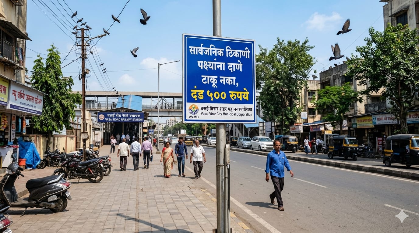 वसई-विरार महापालिका क्षेत्रात सार्वजनिक ठिकाणी पक्ष्यांना दाणे टाकणाऱ्यांना ५०० रुपयांचा दंड